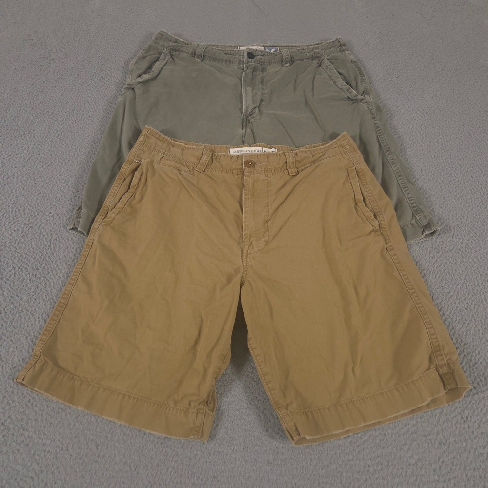 VINTAGE LOT OF 2 American Eagle Shorts Mens 36 Multi Longer Length Cotton Y2K